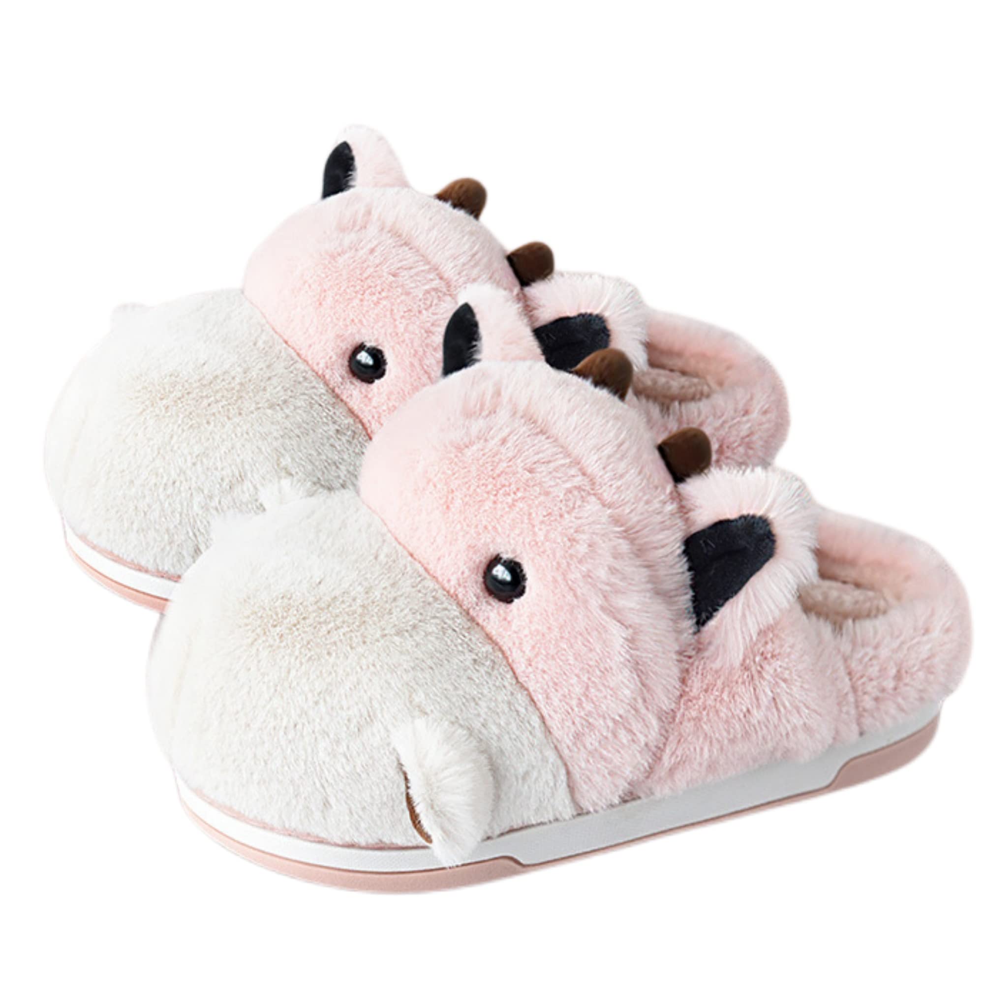 Baiyuruodie Womens cotton slippers hippopotamus animal slippers household winter anti-skid slippers holiday gifts