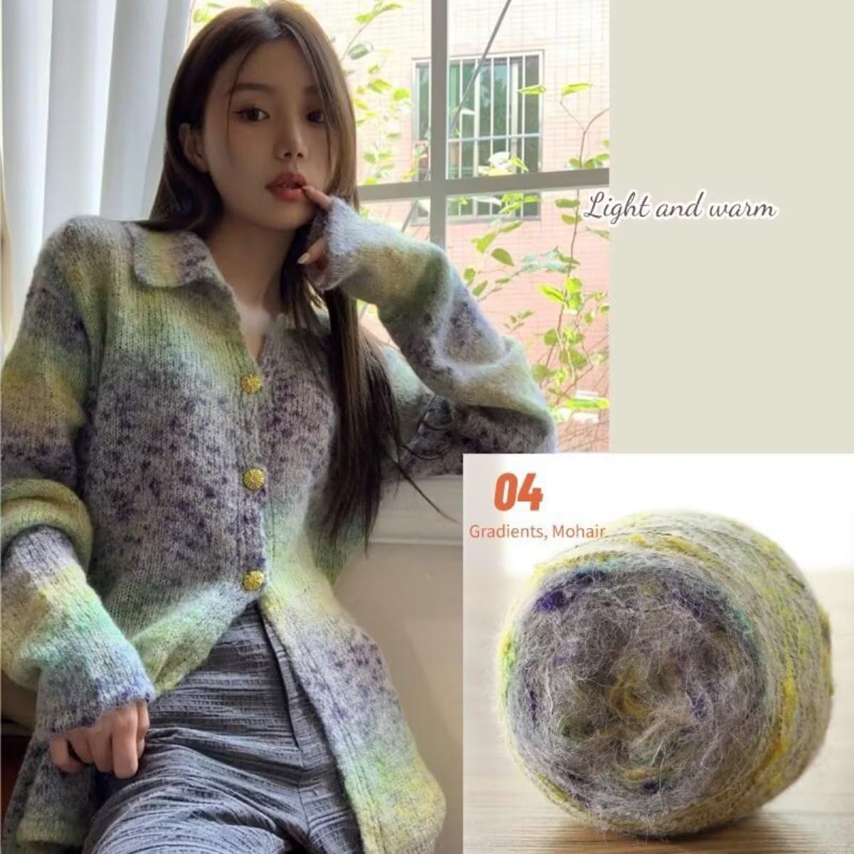 Paquete de 4/8 ovillos suaves de mohair, mezcla Casere multicolor para suéteres acogedores, proyectos de punto de color degradado, manualidades, 100 g de lana Quali de alta calidad