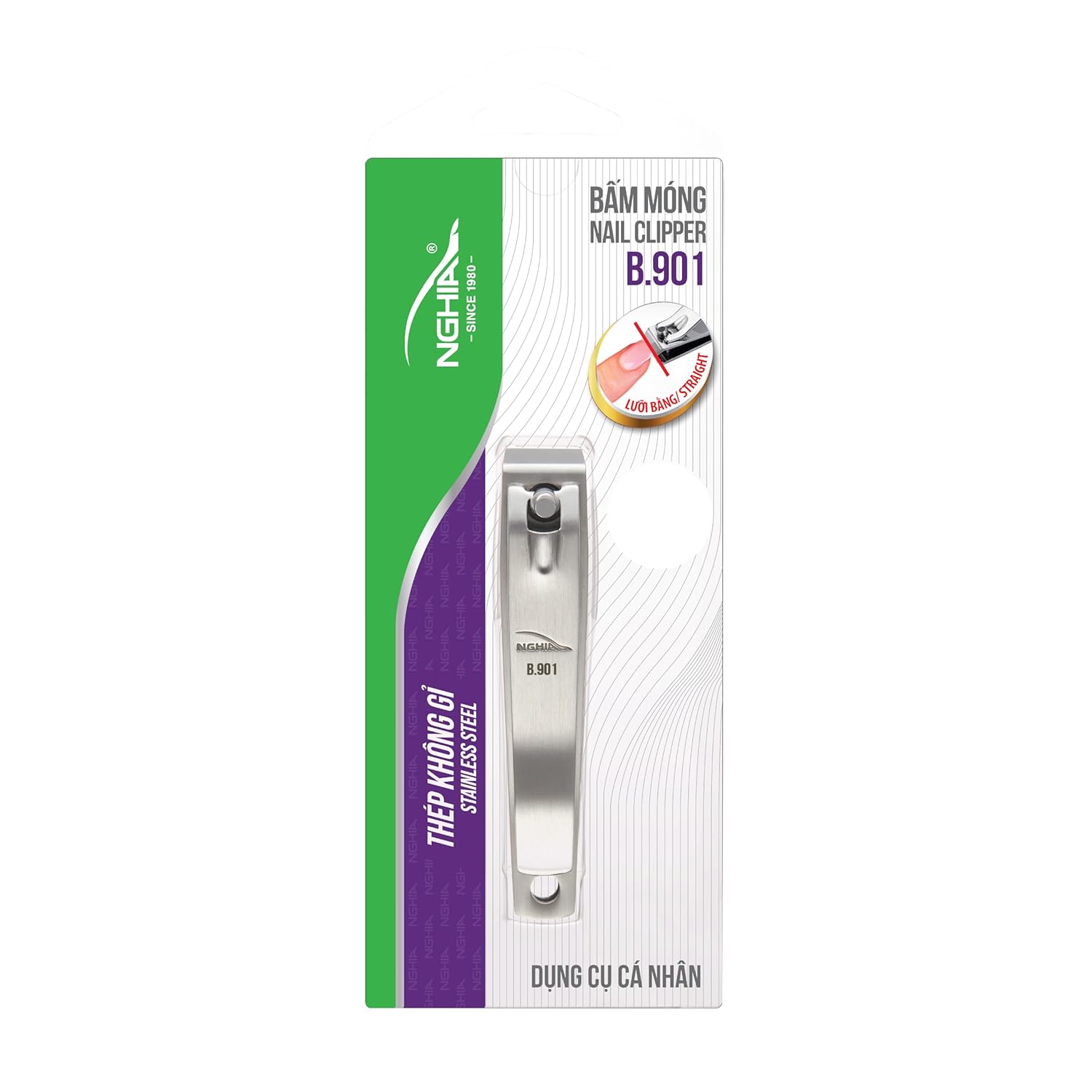Straight Blade Nail Clipper - B-901 Stainless Steel Large Jaw Flat Jaw Design NGHIA