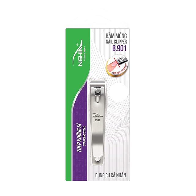 Straight Blade Nail Clipper - B-901 Stainless Steel Large Jaw Flat Jaw Design NGHIA
