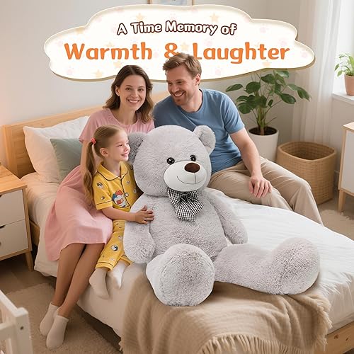 Vista 106 de MorisMos Oso de peluche gigante, oso de peluche grande para novias, niñas, para Navidad, día de San Valentín, cumpleaños (gris claro, 47 pulgadas)