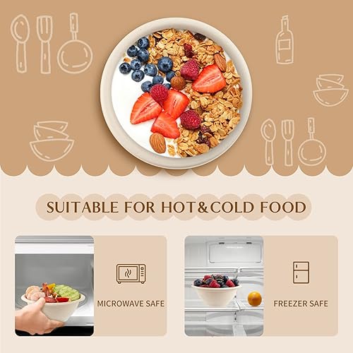 Miniatura 5 de 150 cuencos de papel desechables de 8 onzas cuencos de sopa compostables naturales de caña de azúcar biodegradables para helados postres alimentos