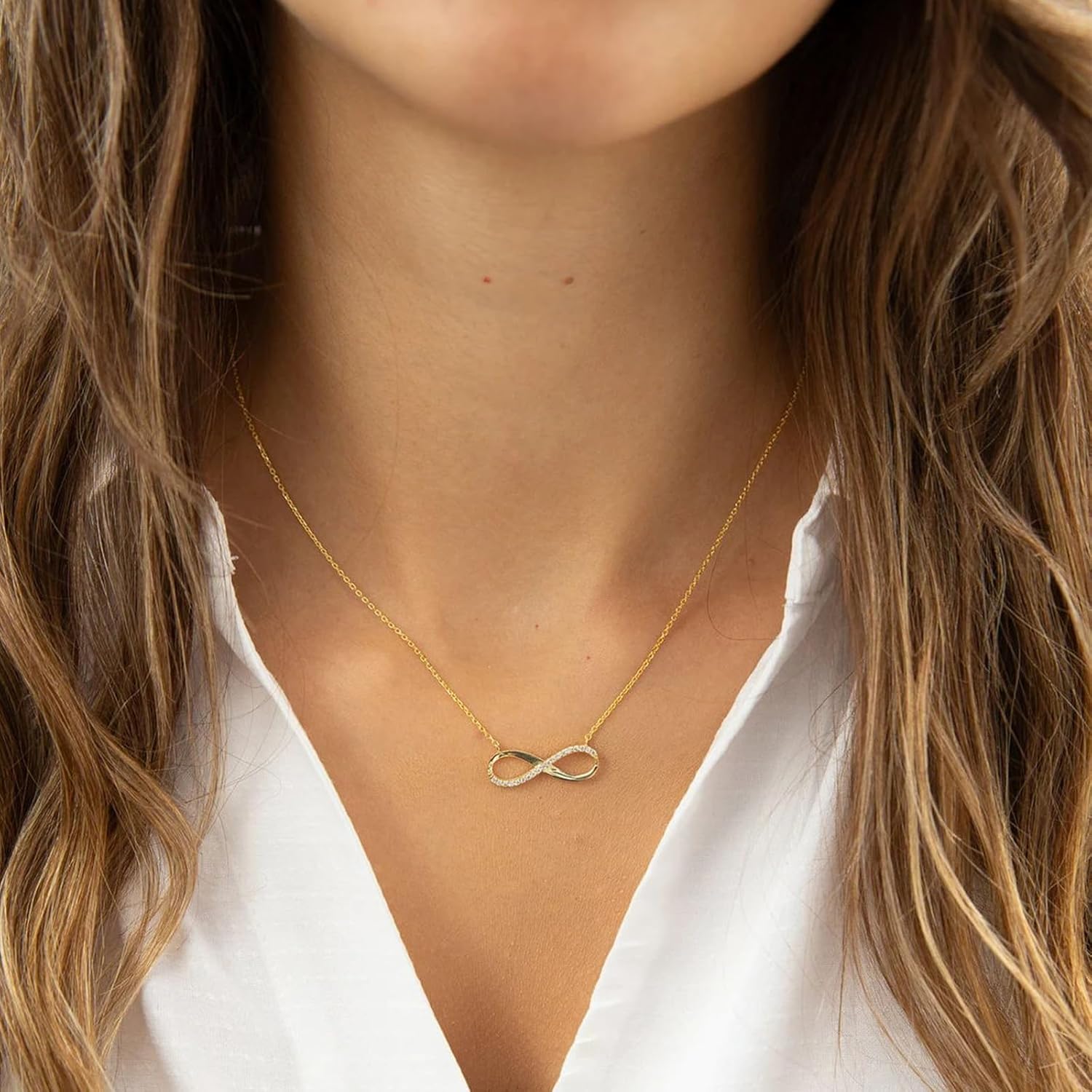 Gold Necklace for Women-14k Gold Plated Infinity Necklace Star Of David Necklace Evil Eye Cross Pendants Heart Dainty Gold Necklace For Women - Image 3