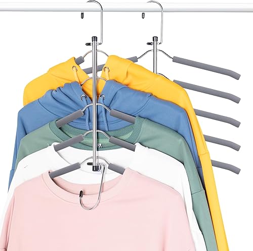 Znben - Perchas para ropa, perchas antideslizantes para camisas que ahorran espacio con espuma acolchada de acero inoxidable 5 en 1, organizador de disponible en Yaxa Venezuela