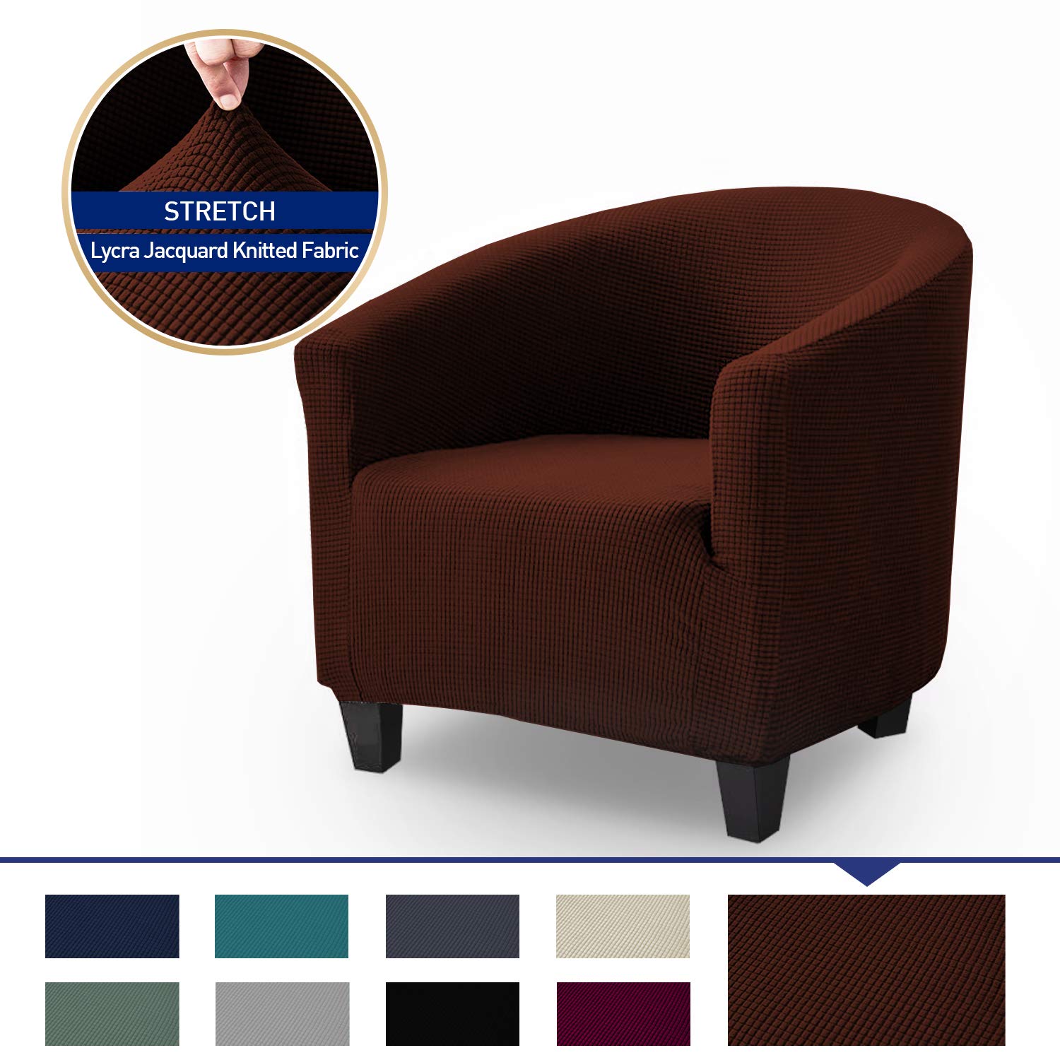 ZC MALL Club Chair Slipcover,Stretch Armchair Covers,Sofa Cover Furniture Protector for Living Room Arm Chair Cover Jacquard Spandex Couch Covers(Club Chair,Chocolate)