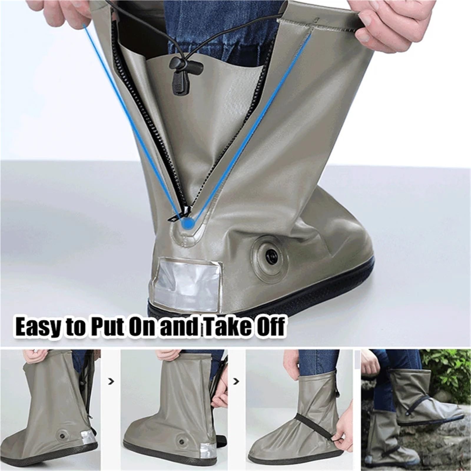 Funda Impermeable for Zapatos de Lluvia, Reutilizable, for Motocicleta, Ciclismo, Bicicleta, Botas de Lluvia de Silicona, a Prueba de Lluvia para Días de Lluvia y Nieve(Coffee,M)