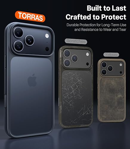 Miniatura 152 de TORRAS - Funda a prueba de golpes para iPhone 14 (contra caídas de grado militar de 10 pies), elegante, parte trasera translúcida y borde suave