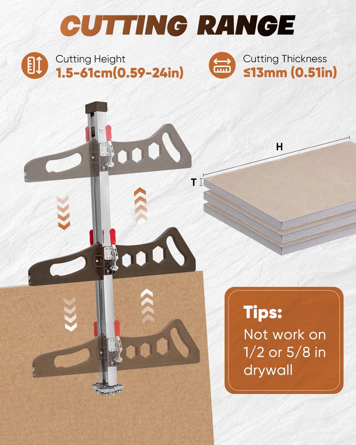 Saker Drywall Cutting Tool Foldable: Drywall Cutter for Wall,Build,Decoration - Gypsum Board Cutting with 19 Wheels (gray)