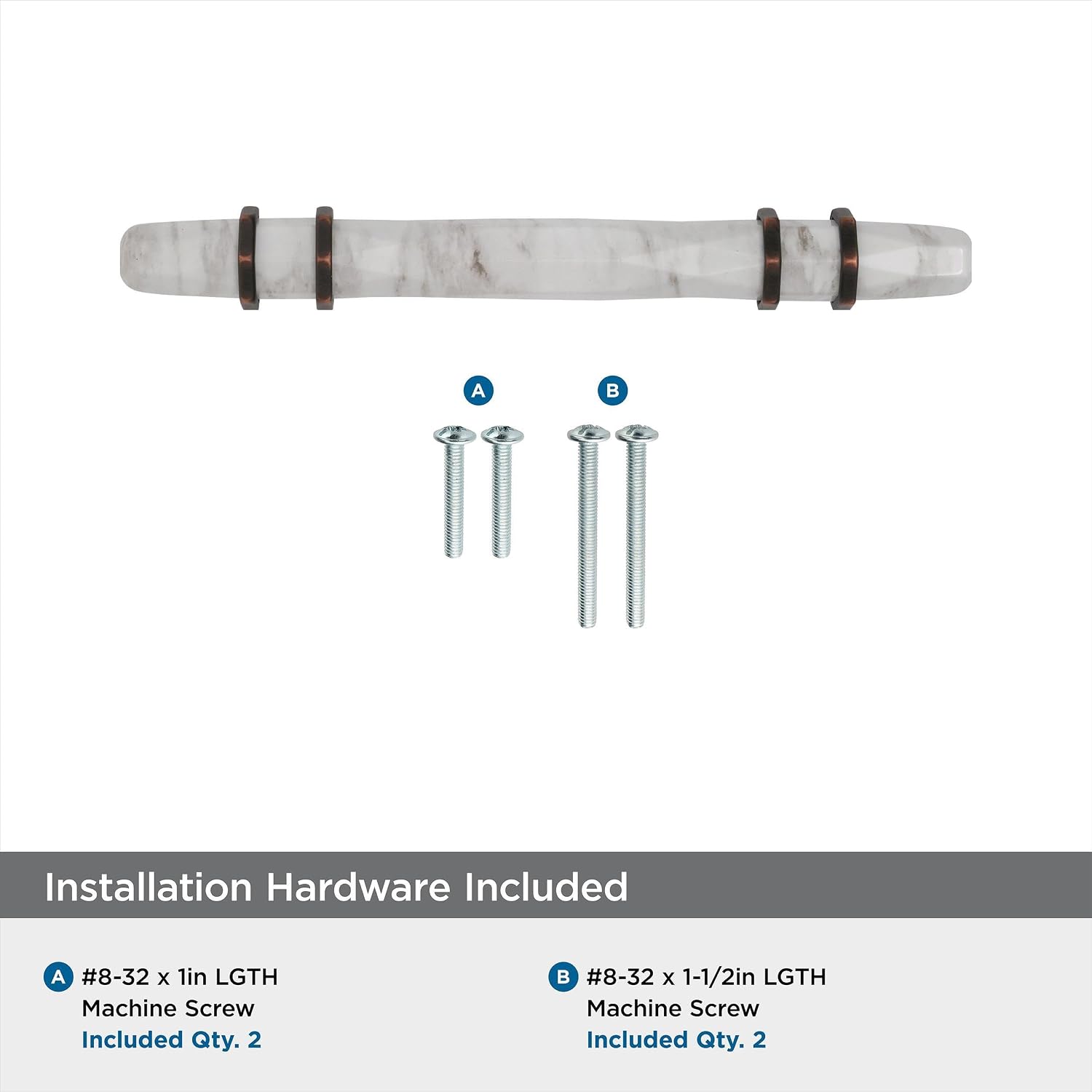 Amerock | Cabinet Pull | Marble White/Oil-Rubbed Bronze | 3-3/4 inch (96 mm) Center to Center | Carrione | 1 Pack | Drawer Pull | Drawer Handle | Cabinet Hardware