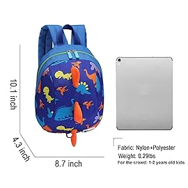 DB Dinosaur Toddler Mini Backpack with Leash, Children Kids Baby Harness Bookbag (Deep Blue)