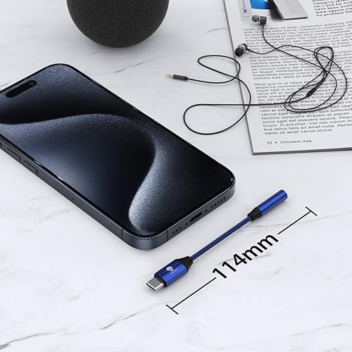 Vista 17 de Stouchi Adaptador de audio USB C a 0.138 in (2 paquetes) tipo C para auriculares tipo C, cable DAC de alta fidelidad para iPhone 17/16/15, Pixel