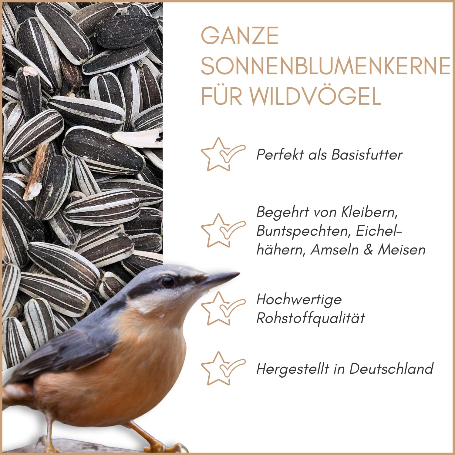 Supravit Sonnenblumenkerne gestreift 25kg – Premium Vogelfutter | für Gartenvögel | energiereiches Wildvogelfutter & Streufutter für Ganzjahresfütterung | ungeschälte Sonnenblumenkerne