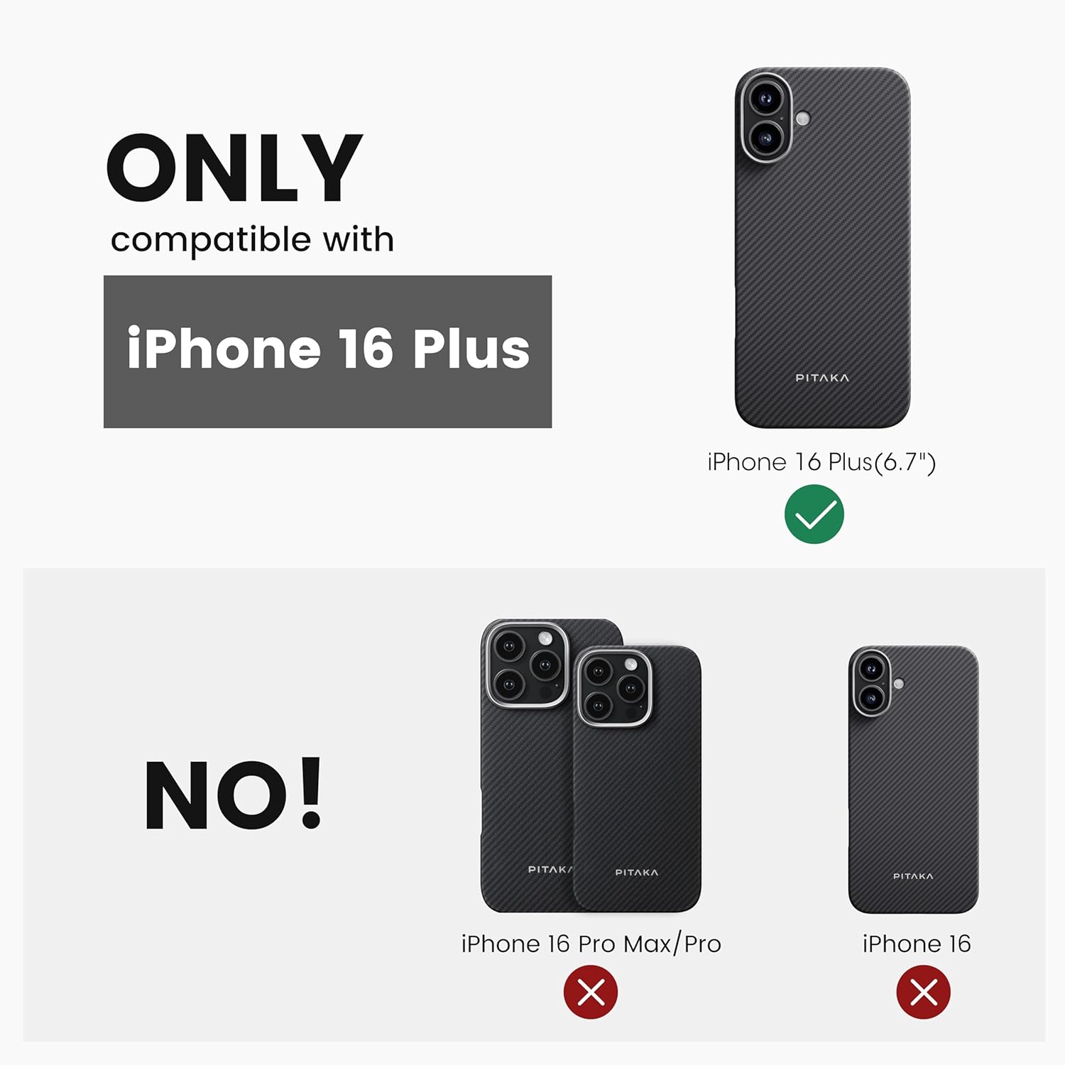 pitaka for iPhone 16 Plus case, 6.7 inch, Compatible with MagSafe, Thin & Light iPhone 16 Plus Case with a Caseless Feel, 600D Aramid Fiber Woven [Ultra Slim Case-Black/Grey (Twill)] - Image 7