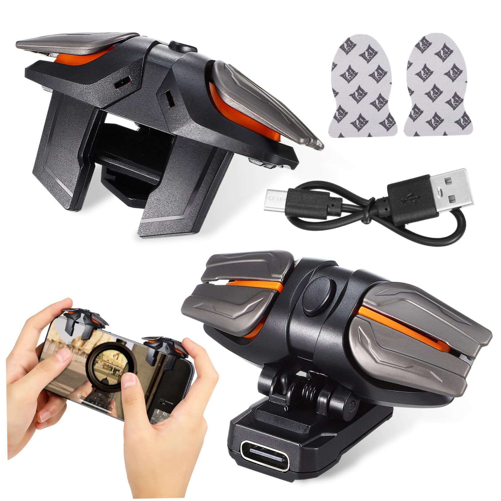 Mikinona Zubehör und Bildschirmschutz aus ABS Kunststoff Hoher Empfindlichkeit Gaming Controller mit Trigger und Handschuhen Inklusive Ladekabel für Mobiles Spielen Smartphones