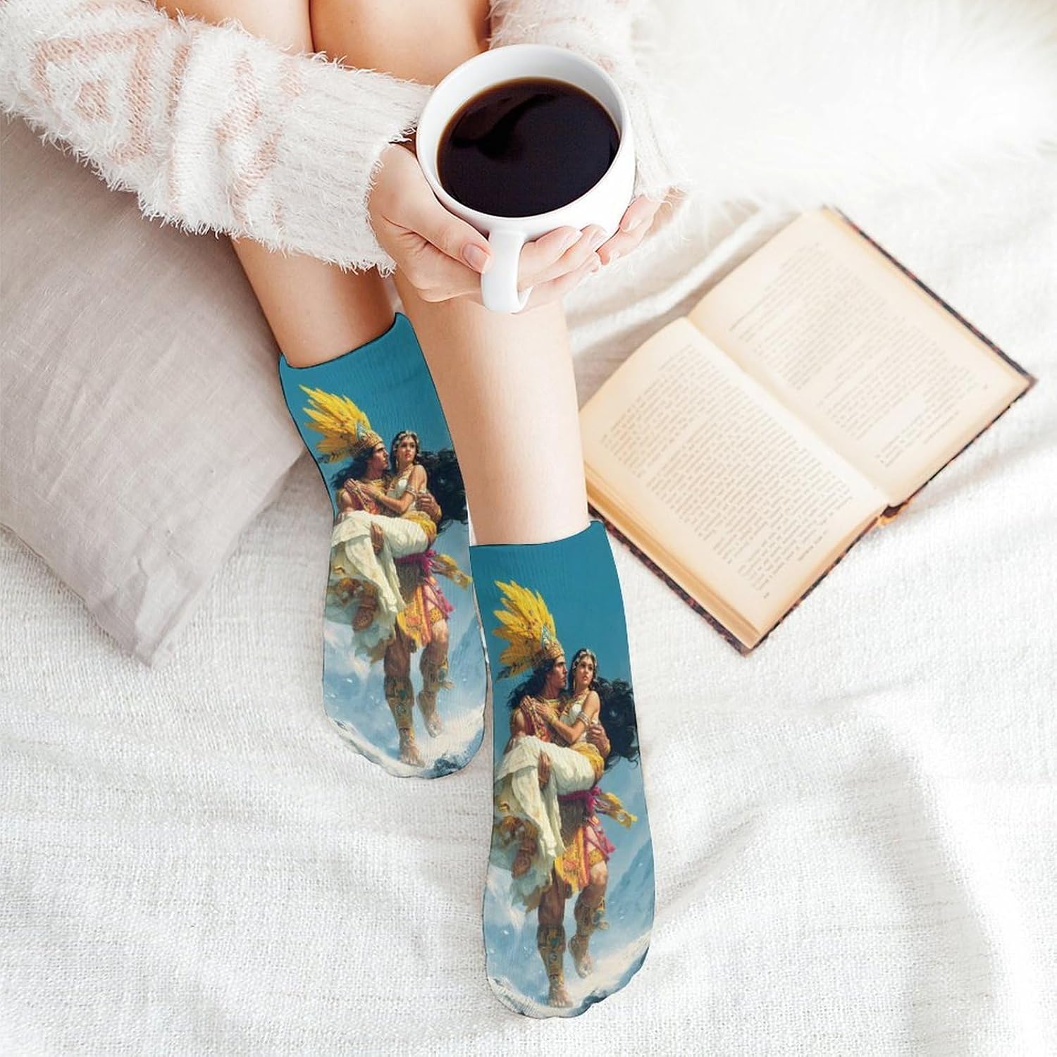 Aztec Warriored Mexican Folk Socks for Men Women 5 Pairs Ankle Socks