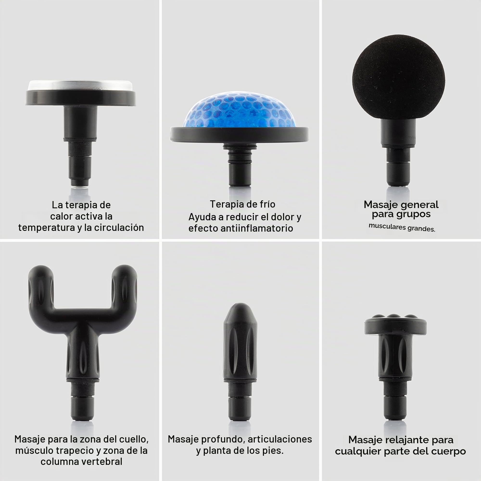 InnovaGoods® Pistola de masaje muscular calor y frio, masajeador Ideal para aliviar el dolor, el cansancio y la fatiga de la rutina diaria. pistola masaje Incluye 6 cabezales masajeador piernas.