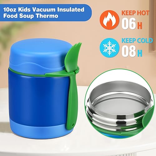Miniatura 3 de Termo de sopa de 10 onzas para comida caliente para niños, tarro de comida aislado, contenedor térmico de almuerzo de comida caliente, caja de