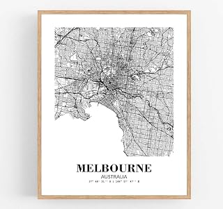 Eleville 8X10 Unframed Melbourne Australia City View Abstract Road Modern Map Art Print Poster Wall Office Home Decor Minimalist Line Art Hometown Housewarming wgn400