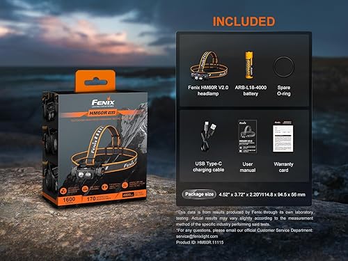 Miniatura 9 de Fenix HM60R V2.0 - Linterna frontal recargable de 1600 lúmenes, foco e reflector con luz roja, ligera para camping, senderismo, espeleología,