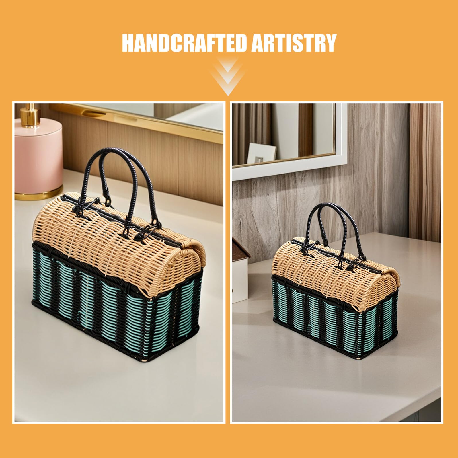 Gatuida Grande Borsa Tote Intrecciata a Mano in Finto Rattan Sintetico Borsa da Spiaggia Leggera e Resistente per Donna Multiuso per Viaggi Shopping e Organizzazione Casa