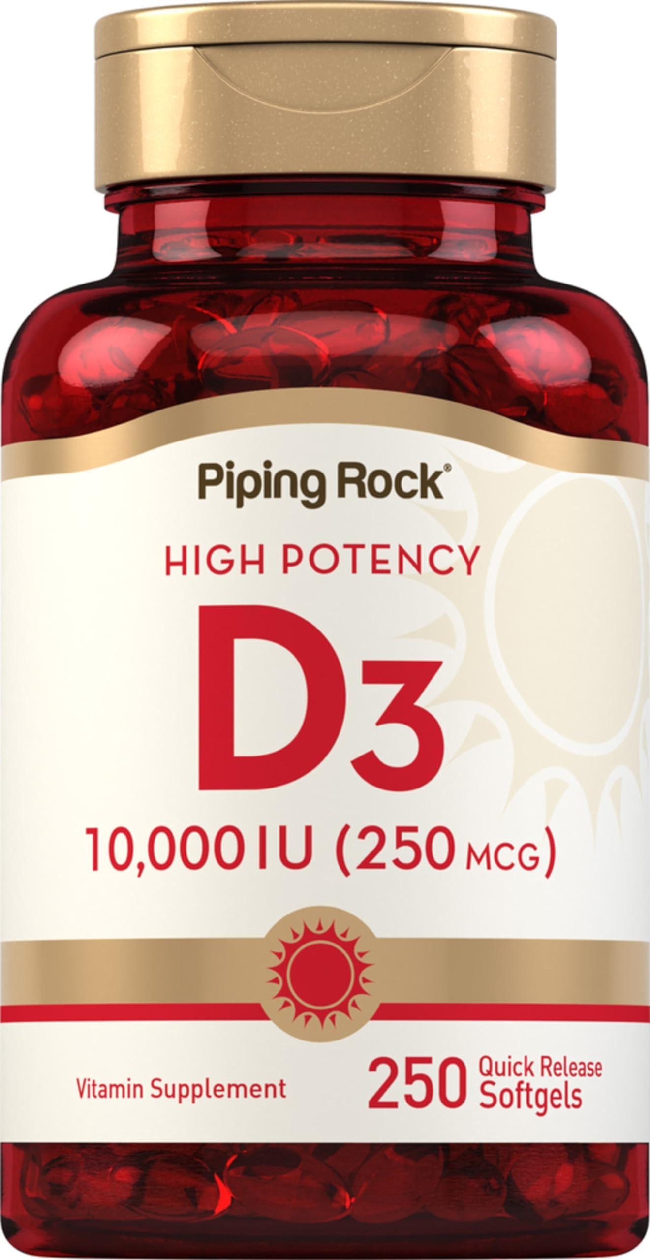 Piping Rock Vitamin D3 10000 IU 250 Softgels High