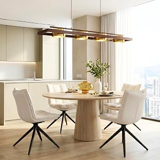 Rotating Dining Chair Set of 4, 360° Swivel Chair Dining Chair with Double Cushions, Chenille Metal Legs, Upholstered Chair Armchair for Living Room, Dining Room, Study, Bedroom, Beige