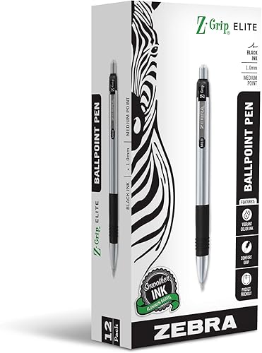 Miniatura 7 de Zebra Pen Z-Grip Elite - Bolígrafo retráctil, barril de metal, punta media, 0.039in, tinta azul, paquete de 7 (27627)