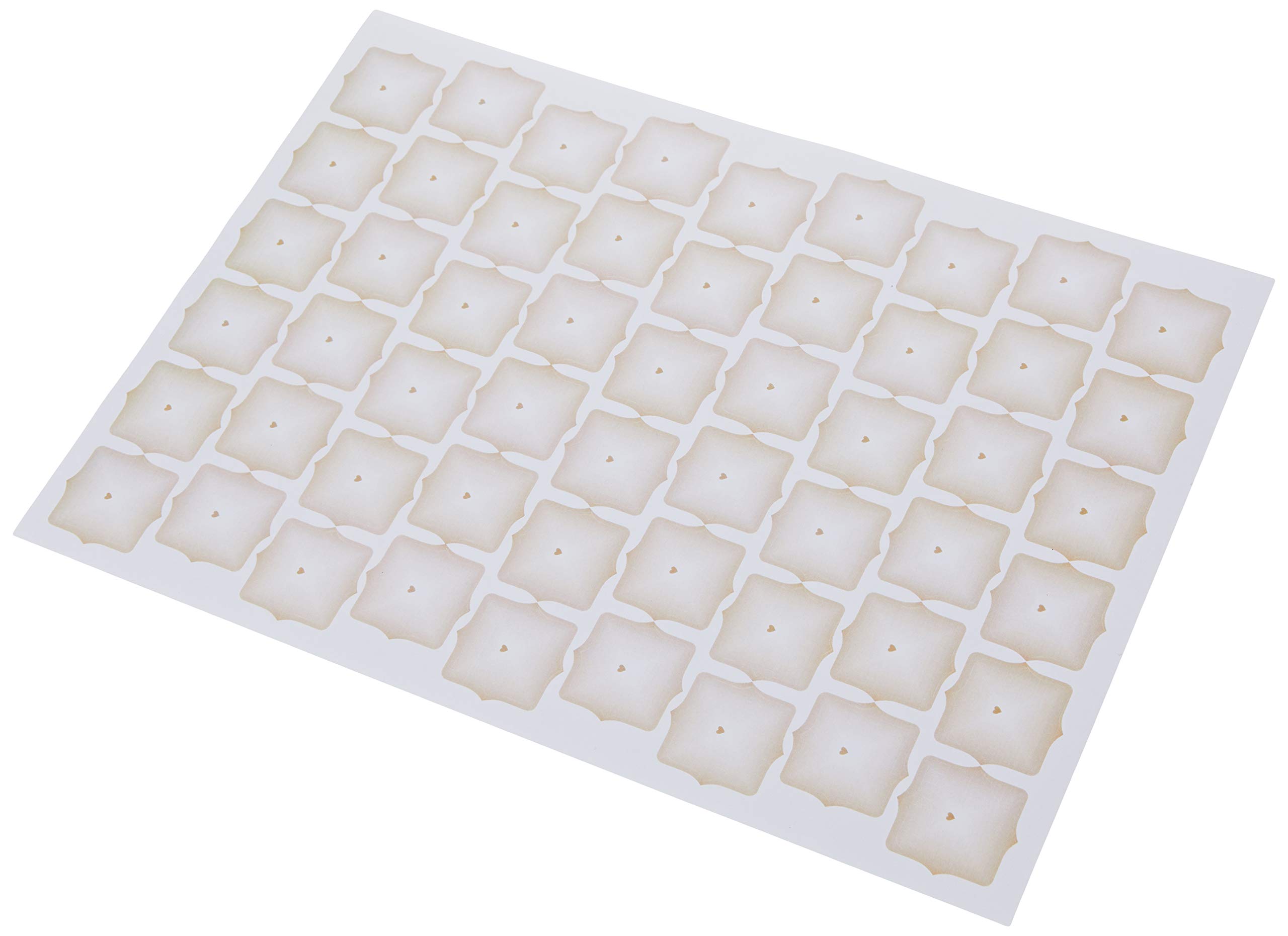 Mopec X449.23 - Etichetta adesiva avorio con cuore, 1 foglio = 54pz, confezione da 5 fogli