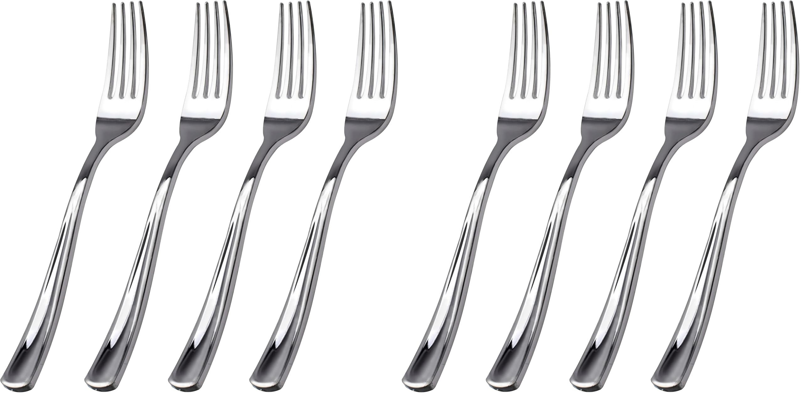 WDF 100 Piece Silver Plastic Forks - 7.4inch Silver Forks Disposable - Plastic Silverware for Dessert Cake - Heavy Duty Plastic Cutlery for Christmas Party or Daily Using (Pack of 2)