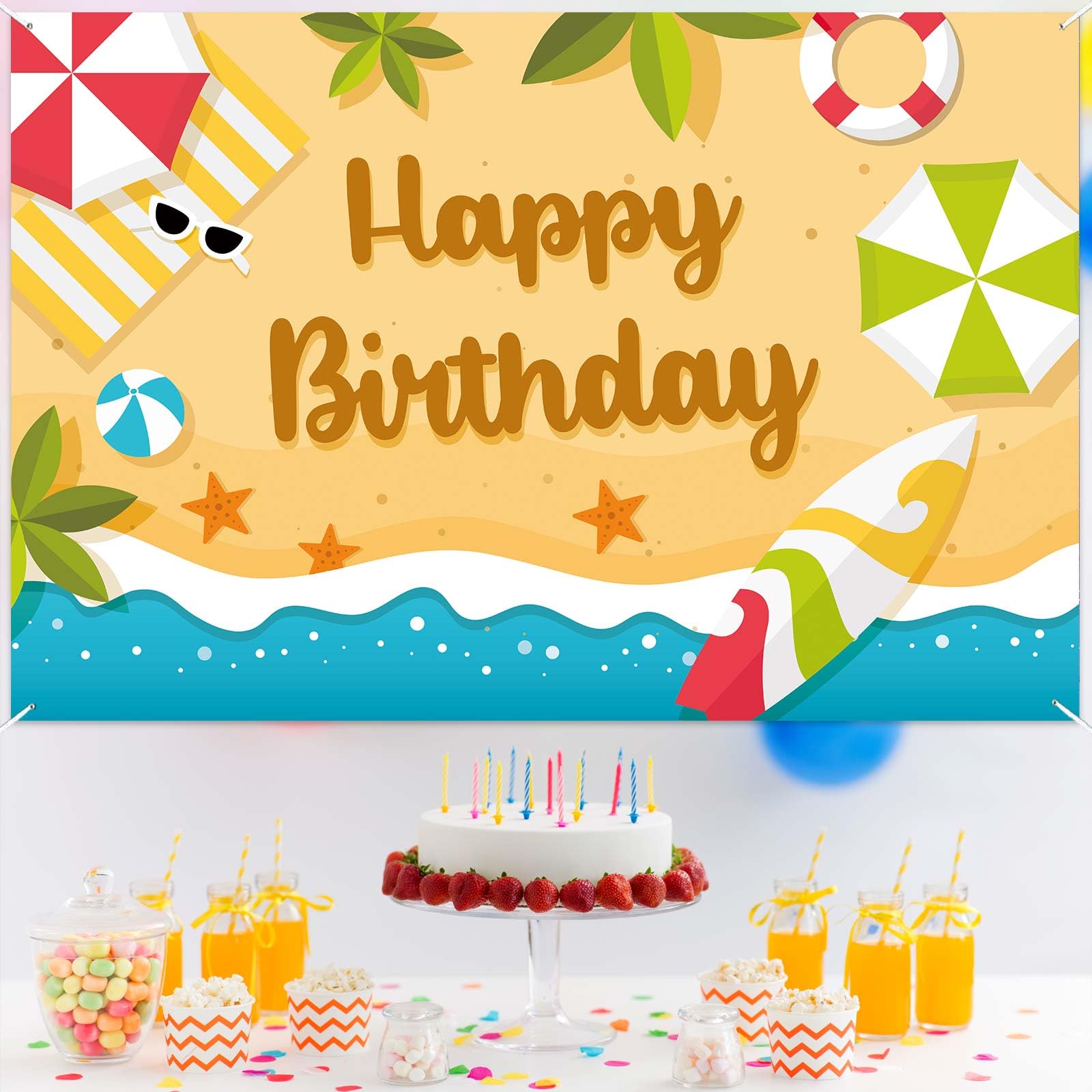 T-Bn-0263 Happy Birthday Banner - 55x47 Inch Fabric Banner, Photo Booth Backdrop, Fun Party Decor For Kids - View #11