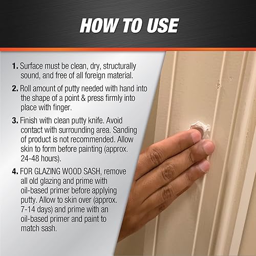 Miniatura 3 de DAP 12242 Painters Putty Pt - Material de construcción en bruto, 16 onzas, color blanco