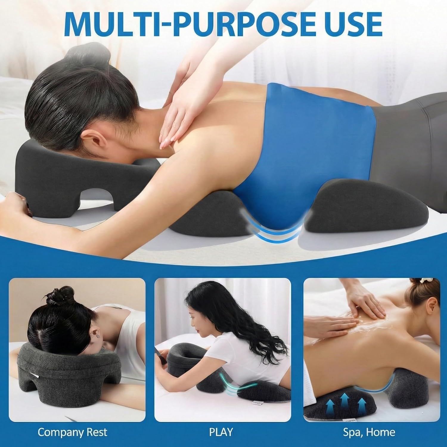 Massage Kopfstütze für Bett,Massagekissen Kopf Loch,Massage-Gesichtswiegenkissen aus Memorys-Schaum,Geeignet für Verschiedene Einsatzbereiche wie Schreibtisch, Spa, Salon und Massageliege. (2)