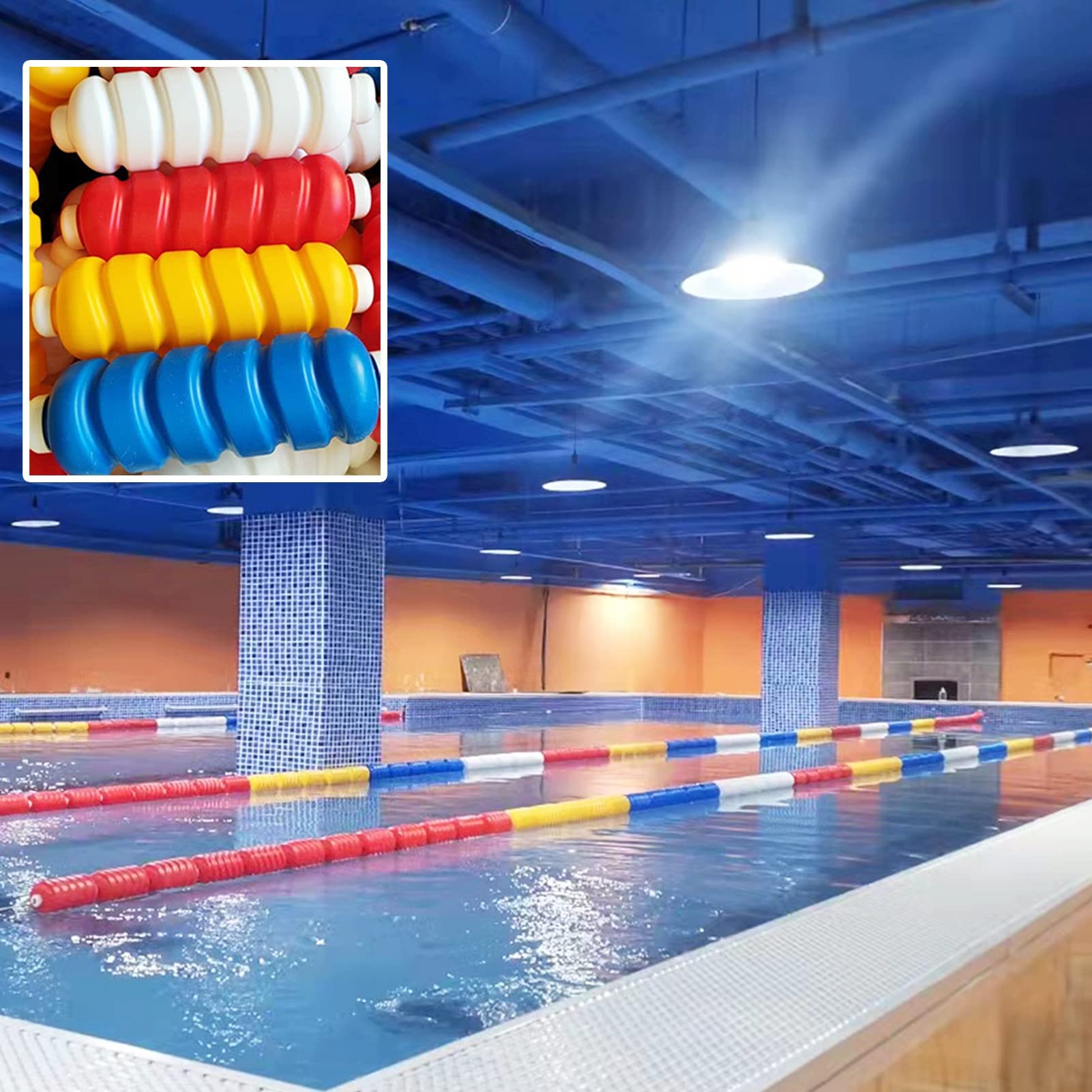 Swimming Pool 16-20ft Buoy Safety Rope with Stainless Steel Hooks,Buoy Line with 5 Floats, 7.8in X3.5in Floats Blue/White/Yellow/Red, Customizable (Color : Nylon Rope, Size : L1m/3.28ft)
