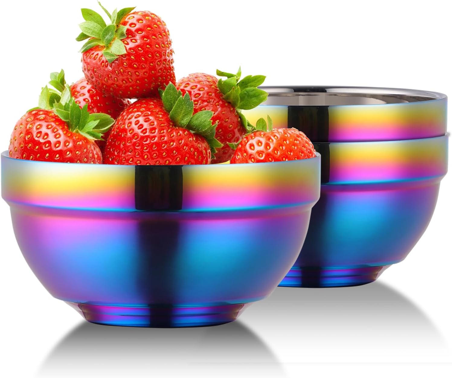Buyer Star Stainless Steel Bowls 3-Pack, Double Walled Insulated Metal Snack Bowls for Cereal, Soup, Salad, Dishwasher Safe Kitchen & Serving Bowls Set for Adult (Gold, 17 Oz)