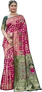 yashika Women's Banarasi Kanjivaram Silk Woven Saree | Animal Printed Patola Silk Saree for Women-picture-15