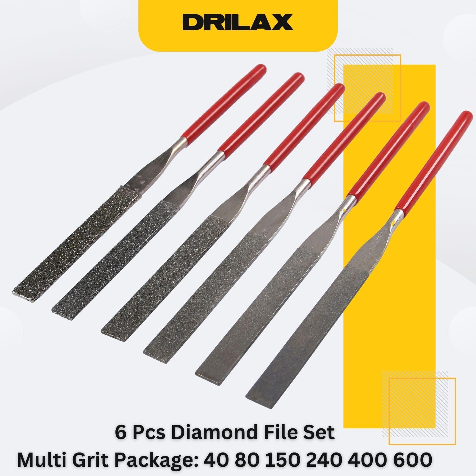 Snapklik.com : Drilax 6-Pc Diamond File Set Flat Hand Files