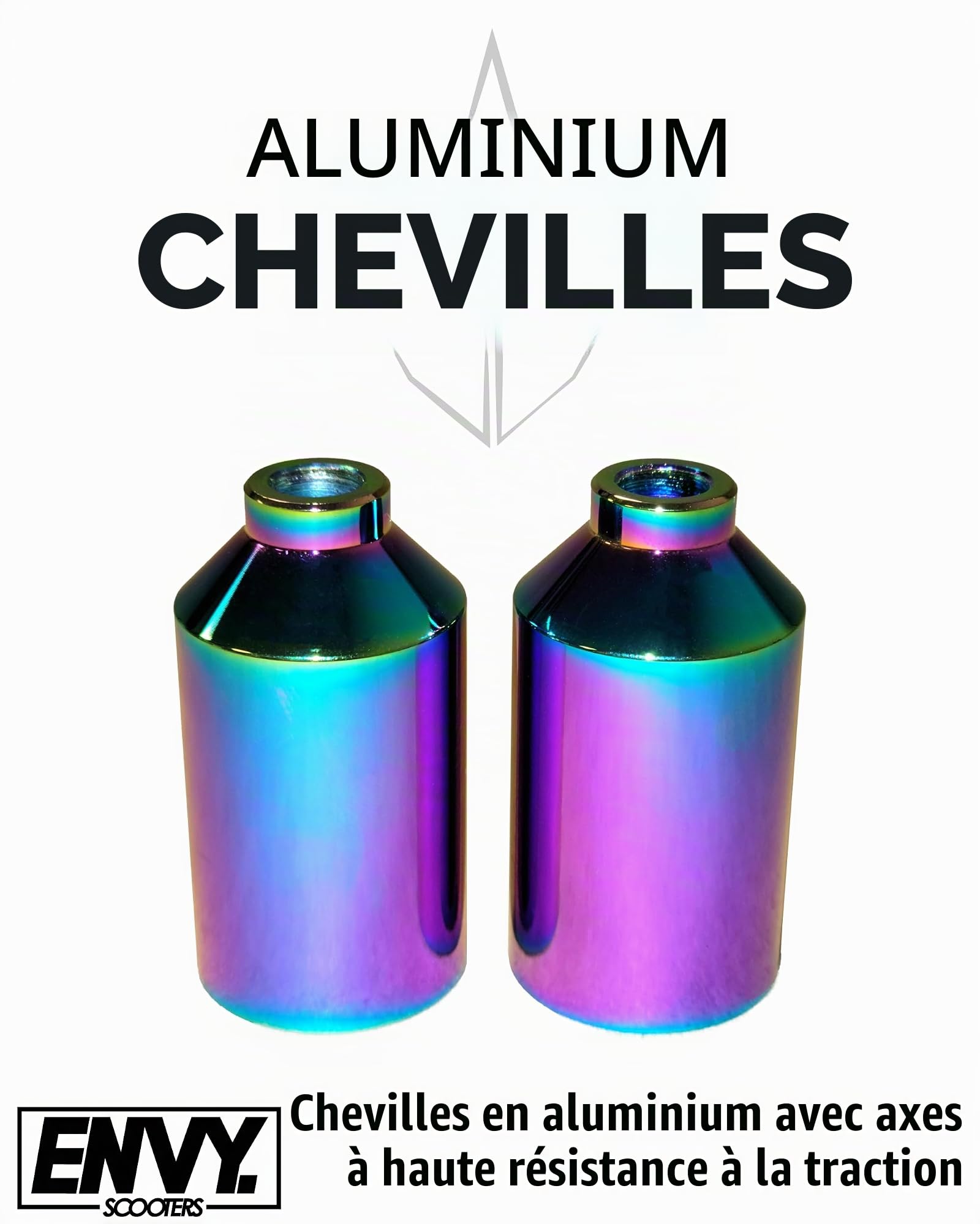 Blunt Chevilles de trottinette en aluminium Rainbow Neochrome avec axes