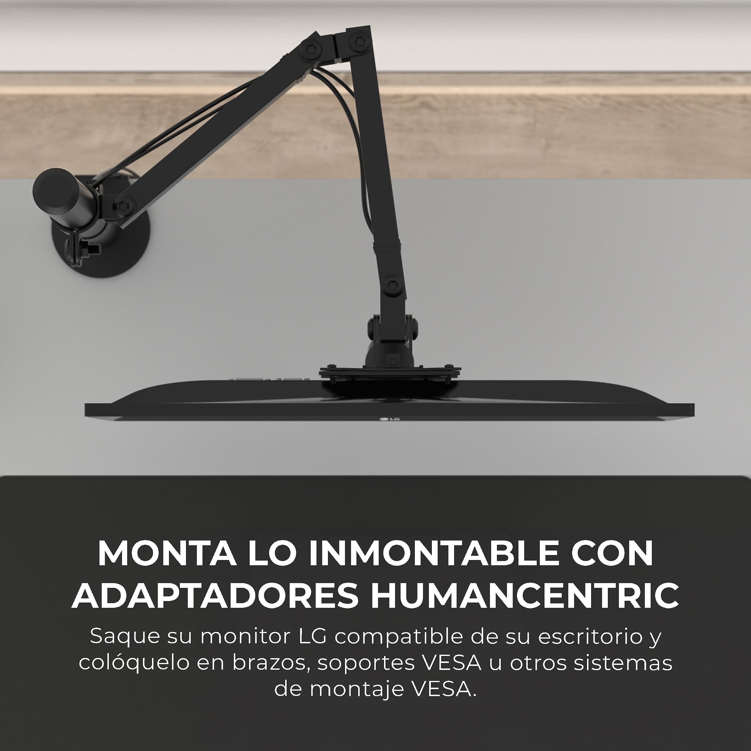 HumanCentric Adaptador de Montaje VESA para monitores LG 24MP58VQ, 24MP58VQ-P, 24MP59HT, 24MP59HT-P, 24MP60VQ, 27MP58VQ, 27MP58VQ-P, Soporte de Montaje VESA para Soporte, Brazo o Escritorio