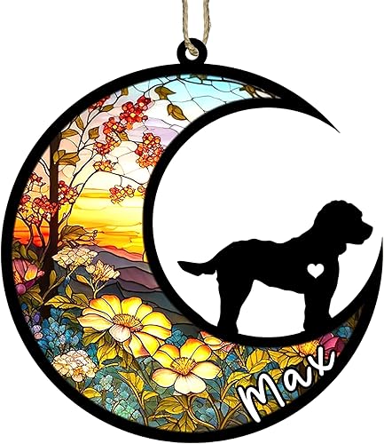 Miniatura 66 de Memorial personalizado para perro, adorno de Navidad de perro pastor alemán con nombre, razas personalizadas, atrapasador de luz para pérdida