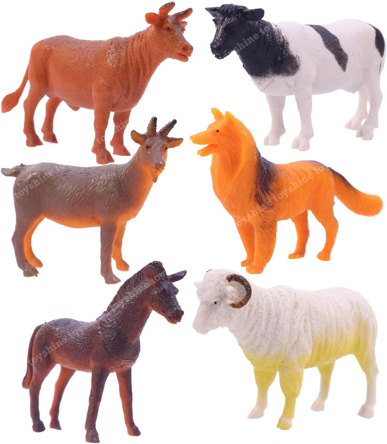 Toyshine Domestic Animal Toys Figures, 6 PCS Realistic Farm Animals Figurines Animal Playset | Learning Toys for Kids Toddlers Boys Girls (D-Lite)