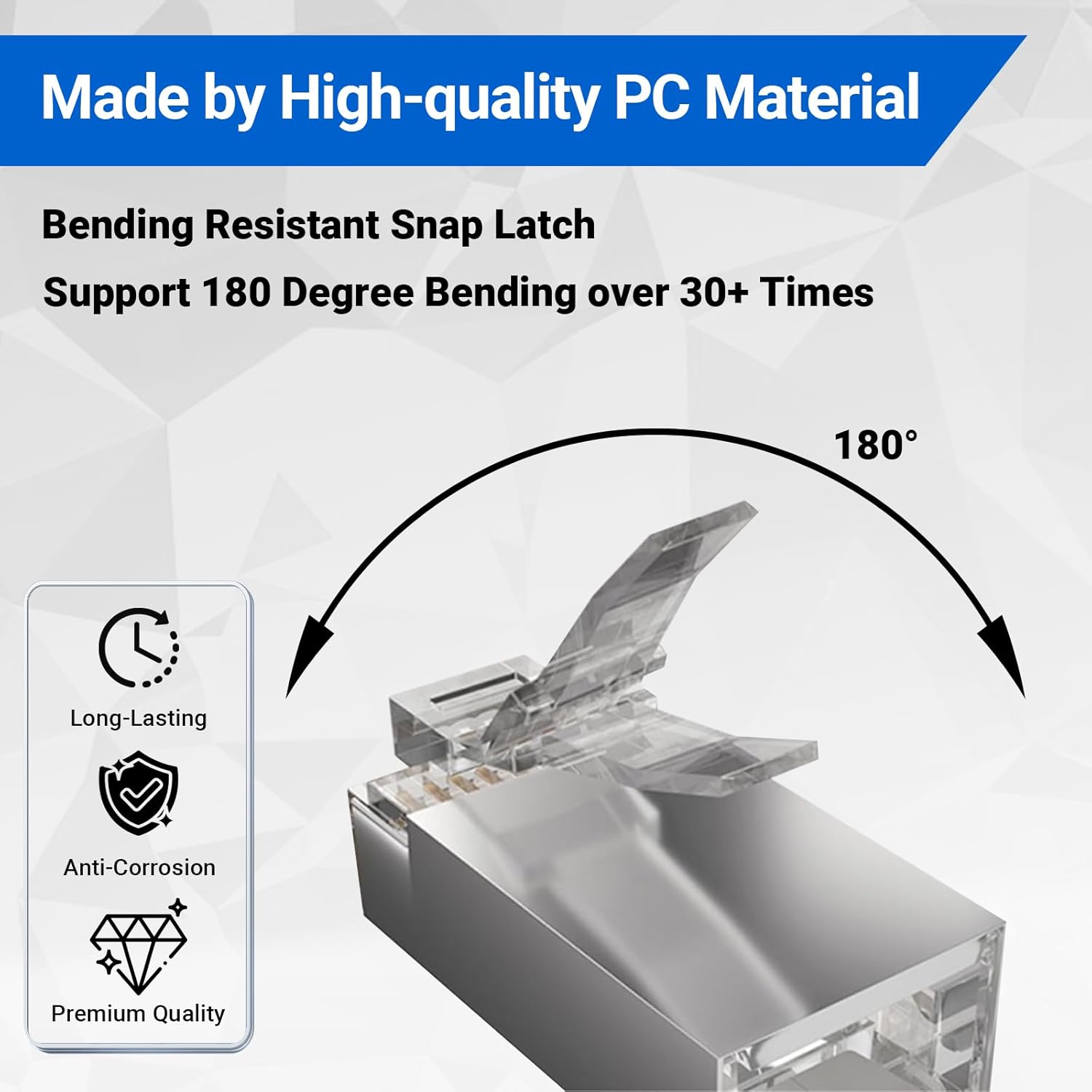 100-Pack RJ45 Pass Through Connectors with Boots,Ethernet Connector Gold Plated RJ45 Shielded Connectors for Solid or Stranded FTP/STP Cable