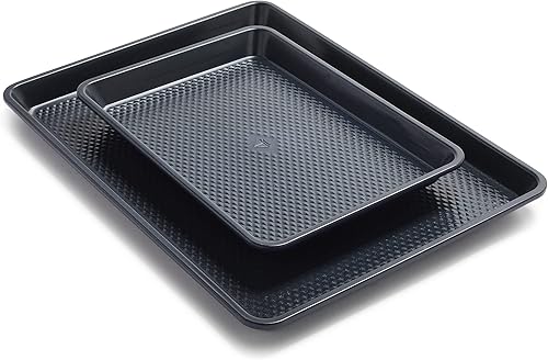 Miniatura 8 de Blue Diamond Bakeware - Juego de 2 bandejas antiadherentes de cerámica con infusión de diamantes, de 18 x 13 pulgadas, aptas para lavavajillas y