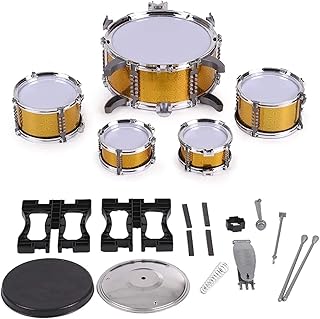 Kit De Batterie Pour Enfants Enfants Drum Set Ensemble d'instruments de musique Jazz Jouet 5 tambours + 1Small Tabouret de cymbale Tambal Tambal Stick Music Jouets Jouets Enfants Cadeau de Noël Convie
