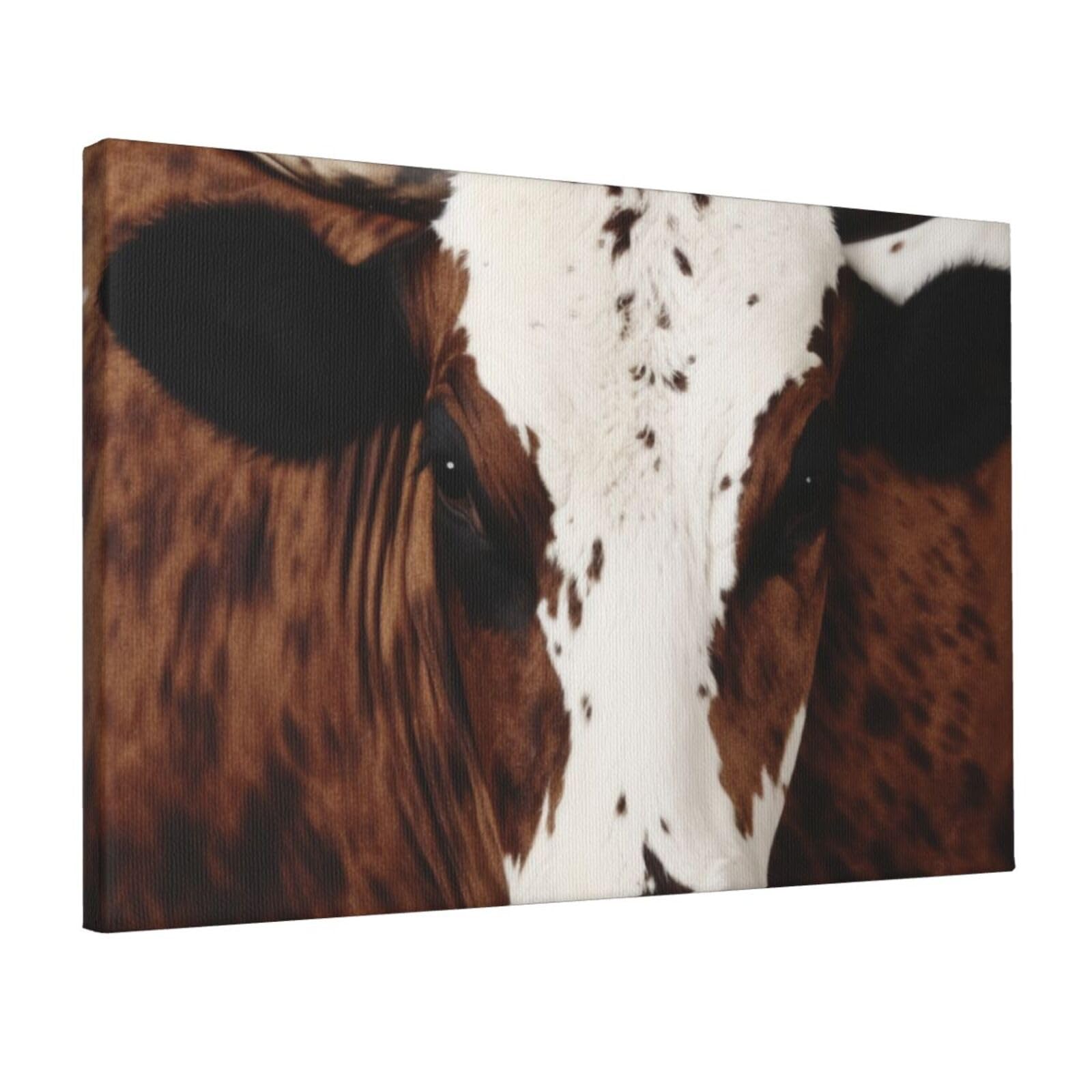 YKLJG brown cowhide art Printed Wall Art Canvas Prints 45x30 CM Wooden Framed Picture Painting Artwork for Bedroom Kitchen Home Office Decor