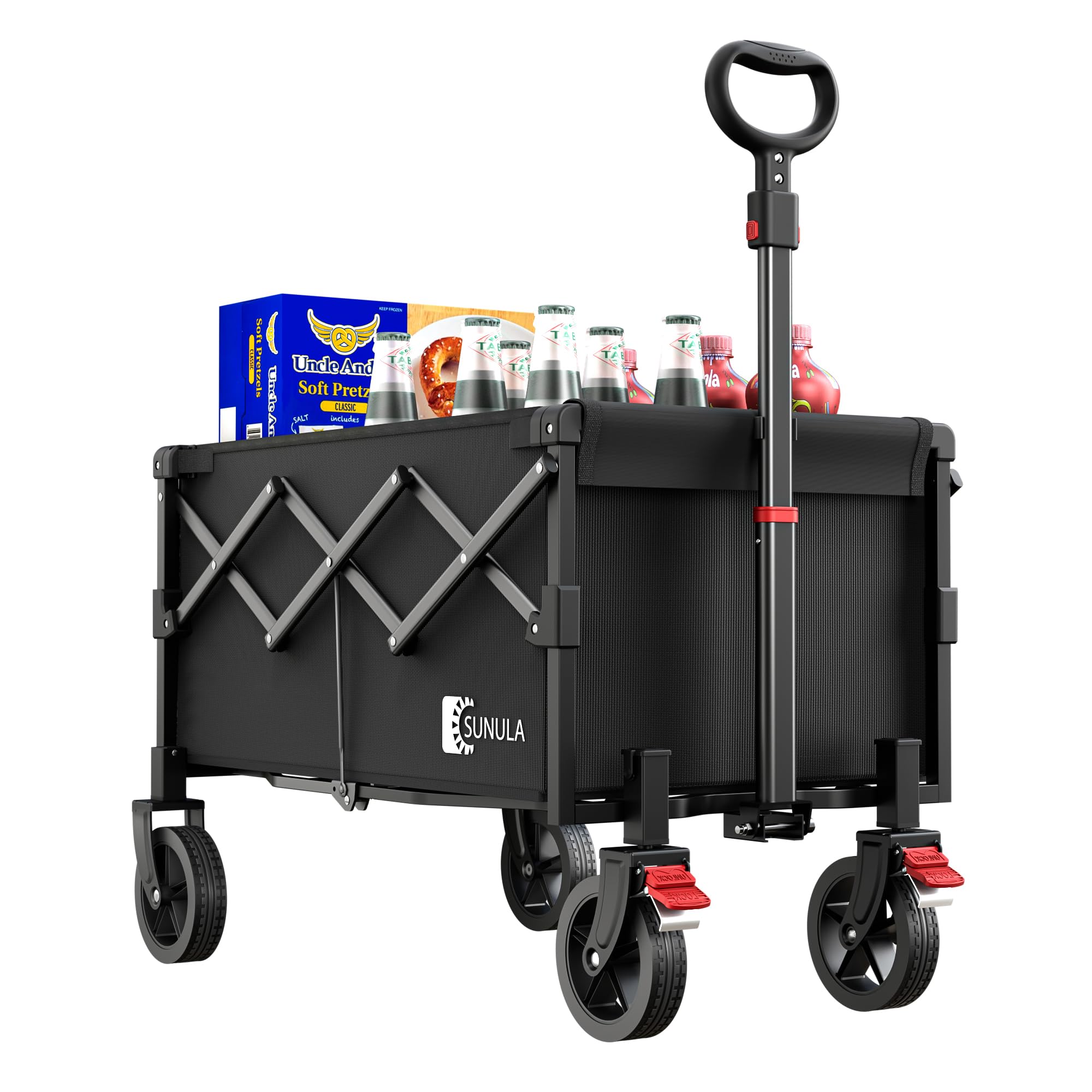 Sunula 220LBS Folding Camping Trolley, Heavy Duty 120L Large Capacity Garden Wagon Cart with All-Terrain Wheels, Lightweight Outdoor Utility Foldable Festival Trolley for Grocery, Shopping, Black — image 1