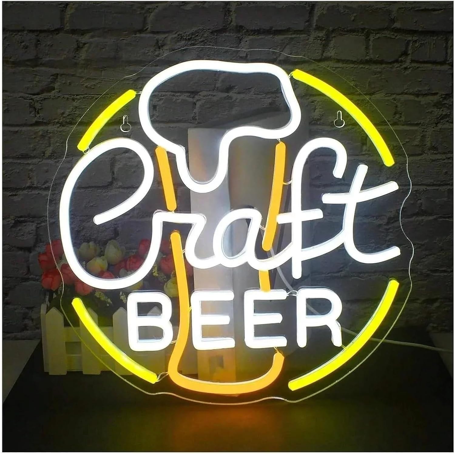 Zynther Neon lamp Neon Sign LED Craft Beer Light for Party, Nightclub, Bar Wall Decoration, 32cm×32cm
