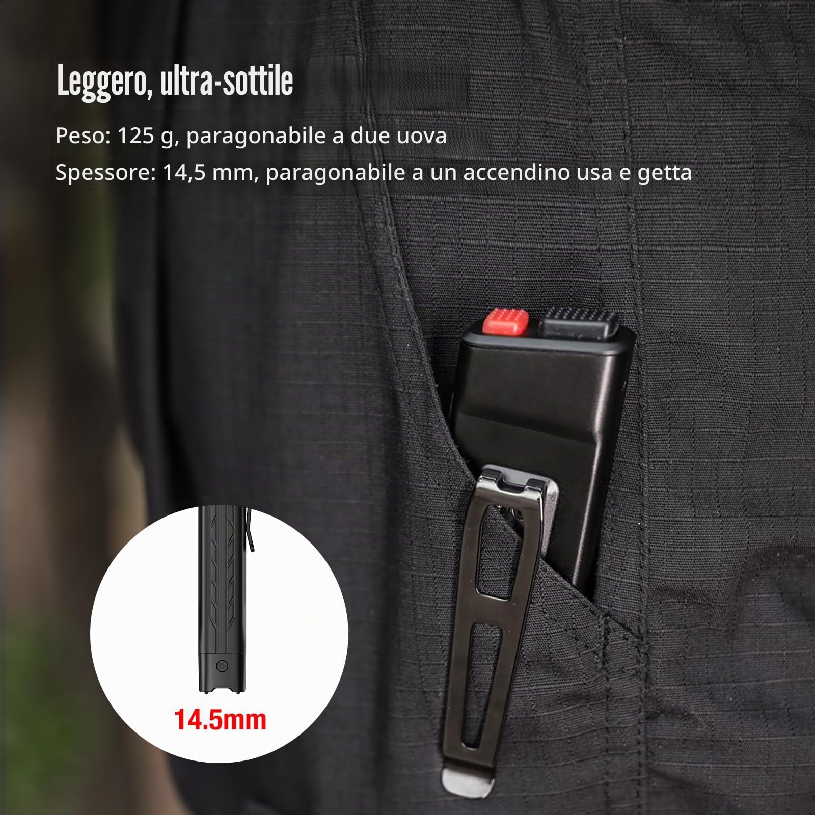 klarus FlatTac X1 Uitra Slim Tactical Torcia Flashlight, 4200 Lumen, Compact Flashlight with Double Switch, IPX6 Waterproof, Perfect for Outdoor Use, in Service and Emergency