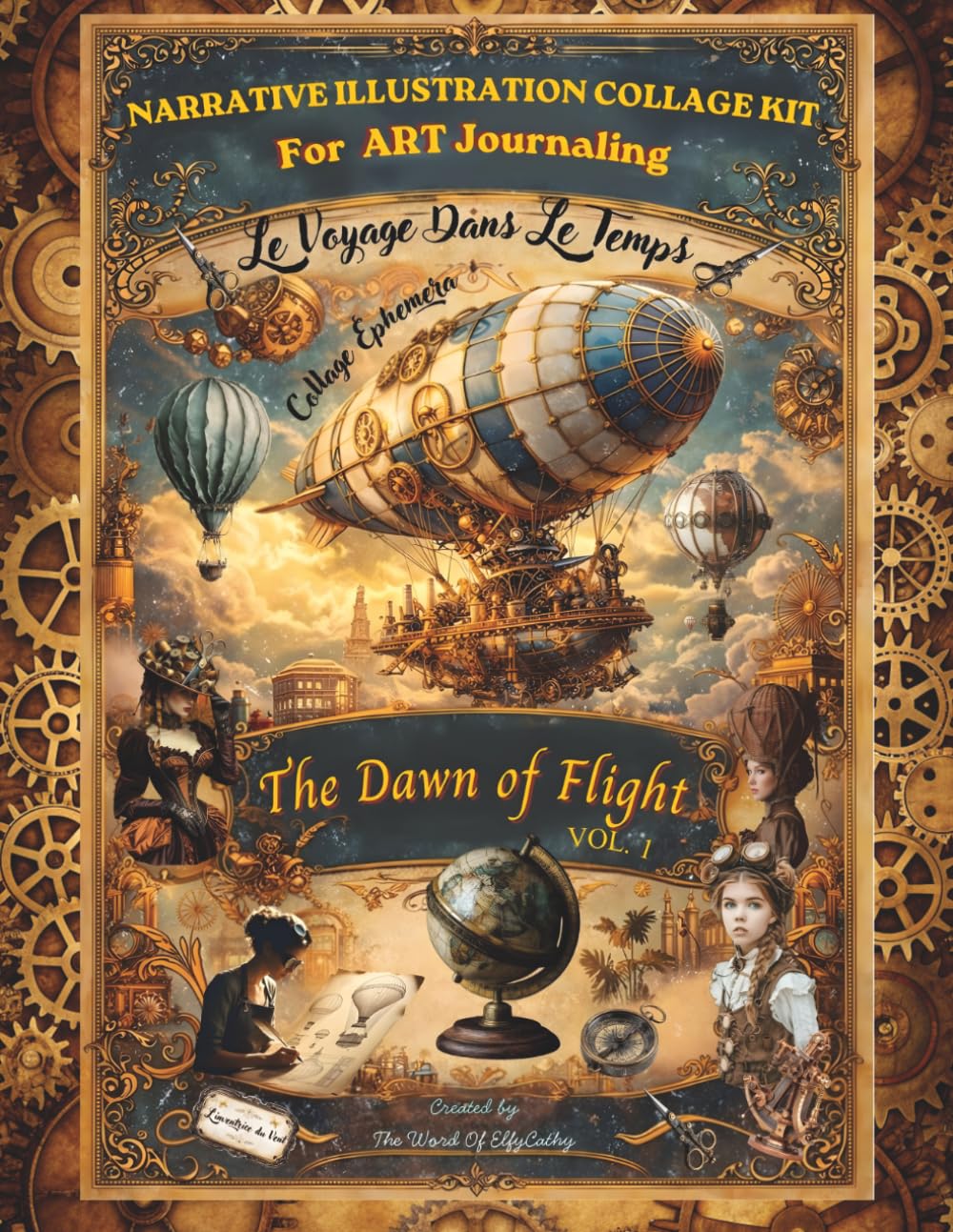 Narrative Illustration Collage Kit for Art Journaling : "The Dawn of Flight": Le Voyage dans le temps - Volume 1 - Livre de découpage et de collage style 1900 vintage