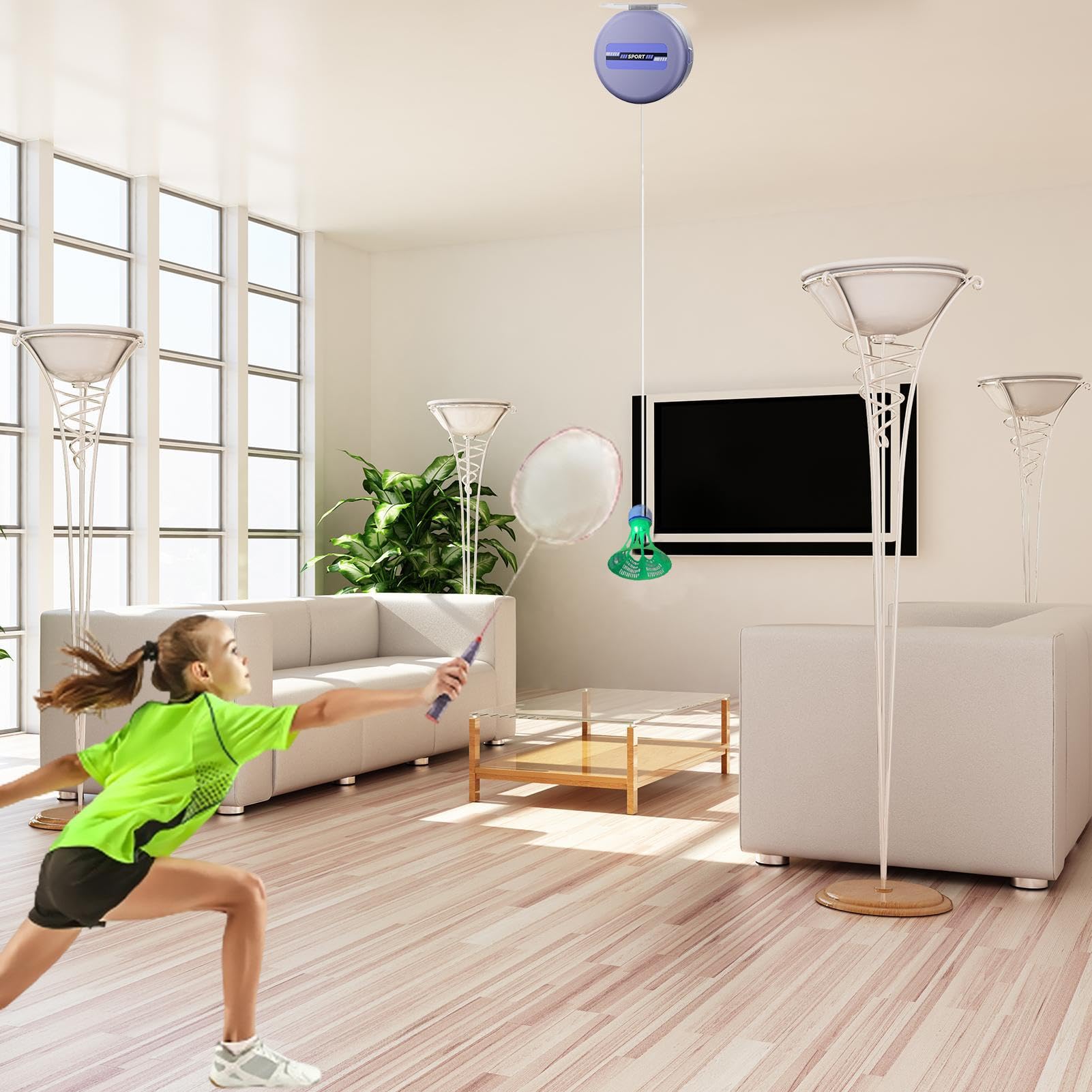 Badminton Rebound Training Automatico Rebound Badminton Trainer - Addestratore per badminton regolabile | Attrezzatura per allenamento Badminton Rebound Regolabile Badminton Rebound, Attrezzatura da