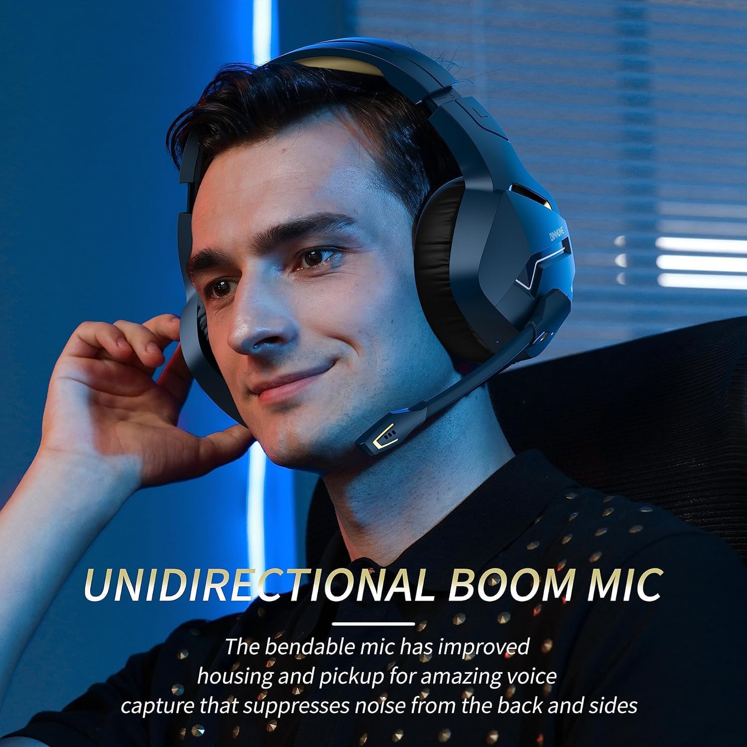BINNUNE Wireless Gaming Headset for PS5 PC, 120H Ultra-Long Battery, 2.4GHz & Bluetooth 5.3 Wireless Gaming Headphones, PS5 Hadset Wireless with Mic, 50mm Drivers, Comfort Over Ear Headphones,Gold
